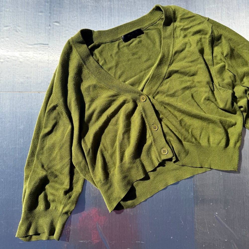 Green Slouchy Button Down Cardigan